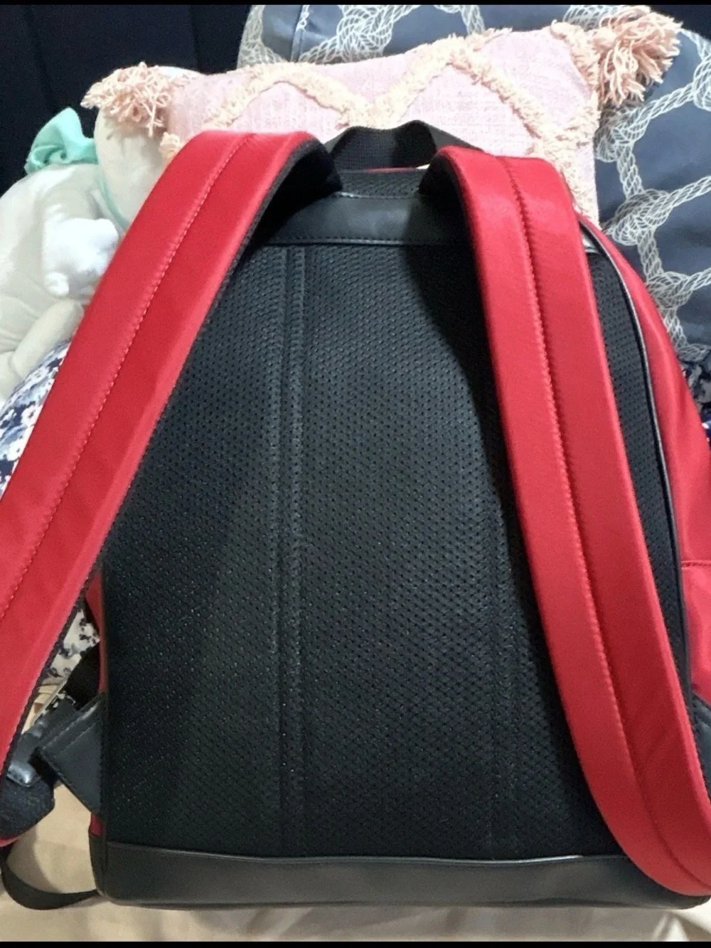 Michael Kors Red and Black Men's Backpack with Dual Front Pockets